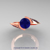 Modern French 14K Rose Gold 1.0 Ct Blue Sapphire Engagement Ring Wedding Ring R376-14KRGBS-4