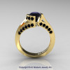 Modern French 14K Yellow Gold 1.0 Ct Black Diamond Engagement Ring Wedding Ring R376-14KYGBD-3