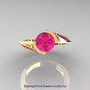 Modern French 14K Yellow Gold 1.0 Ct Pink Sapphire Engagement Ring Wedding Ring R376-14KYGPS-4