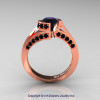 Modern French 14K Rose Gold 1.0 Ct Black Diamond Engagement Ring Wedding Ring R376-14KRGBD-3