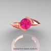 Modern French 14K Rose Gold 1.0 Ct Pink Sapphire Engagement Ring Wedding Ring R376-14KRGPS-4