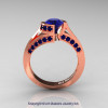 Modern French 14K Rose Gold 1.0 Ct Blue Sapphire Engagement Ring Wedding Ring R376-14KRGBS-3