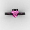 Gorgeous 14K Black Gold 1.0 Ct Heart Pink Sapphire Modern Wedding Ring Engagement Ring for Women R663-14KBGPS-3