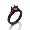 Gorgeous 14K Black Gold 1.0 Ct Heart Pink Sapphire Modern Wedding Ring Engagement Ring for Women R663-14KBGPS-2