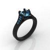 Gorgeous 14K Black Gold 1.0 Ct Heart Blue Topaz Modern Wedding Ring Engagement Ring for Women R663-14KBGBT-2