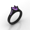 Gorgeous 14K Black Gold 1.0 Ct Heart Amethyst Modern Wedding Ring Engagement Ring for Women R663-14KBGAM-2