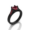 Gorgeous 14K Black Gold 1.0 Ct Heart Ruby Modern Wedding Ring Engagement Ring for Women R663-14KBGR-2