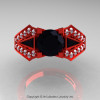 Edwardian 14K Red Gold 1.0 Ct Black and White Diamond Engagement Ring R285-14KRGDBD-3