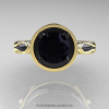 Art Masters Venetian 14K Black Yellow Gold 1.0 Ct Black Diamond Engagement Ring R475-14KBYGBD-3