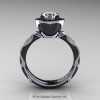 Art Masters Venetian 14K Black White Gold 1.0 Ct White Sapphire Engagement Ring R475-14KBWGWS-2