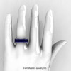 Womens Modern 14K White Gold Blue Sapphire Channel Cluster Wedding Band R174RF-14WGBS-5