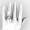 Art Masters French 14K White Gold 1.0 Carat White Sapphire Diamond Engagement Ring R215-14KWGDWS-3