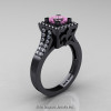 Art Masters French 14K Black Gold 1.0 Ct Light Pink Sapphire Diamond Engagement Ring R215-14KBGDLPS-2