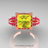 French Vintage 14K Rose Gold 3.8 Carat Princess Yellow Pink Sapphire Solitaire Ring R222-14KRGDPSYS-3