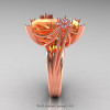 Art Masters Modern 10K Rose Gold 15.0 Ct Peach Sapphire Diamond Fantasy Cocktail Ring R292-10KRGDPES-2