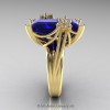 Art Masters Modern 10K Yellow Gold 15.0 Ct Blue Sapphire Diamond Fantasy Cocktail Ring R292-10KYGDBS-2