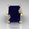 Art Masters Modern 10K Yellow Gold 15.0 Ct Blue Sapphire Diamond Fantasy Cocktail Ring R292-10KYGDBS-3