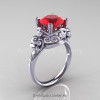 Art Masters Vintage 14K White Gold 3.0 Ct Ruby Diamond Wedding Ring Set R167S-14KWGDR-2