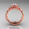 Nature Inspired 14K Rose Gold 1.0 Ct White Sapphire Diamond Leaf and Vine Wedding Ring Set R180S-14KRGDWS-4