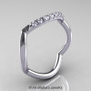 Nature Inspired 14K White Gold 1.0 Ct Cubic Zirconia and Diamond Leaf and Vine Wedding Ring Set R180S-14KWGDCZ-2