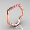 Nature Inspired 14K Rose Gold 1.0 Ct Light Pink Sapphire Leaf and Vine Wedding Ring Set R180S-14KRGLPS-3