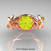 Nature Inspired 14K Rose Gold 1.0 Ct Yellow Sapphire Leaf and Vine Wedding Ring Set R180S-14KRGYS-5