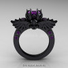 Art Masters Classic Winged Skull 14K Black Gold 1.0 Ct Amethyst Solitaire Engagement Ring R613-14KBGAM-2