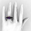 Art Masters Classic Winged Skull 14K Black Gold 1.0 Ct Amethyst Solitaire Engagement Ring R613-14KBGAM-4