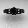 Art Masters Classic Winged Skull 14K Black Gold 2.0 Ct Black Onyx Diamond Solitaire Engagement Ring R613-14KBGDYX-3