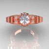 Art Masters Classic Winged Skull 10K Rose Gold 1.0 Ct White CZ Solitaire Engagement Ring R613-10KRGCZ-3