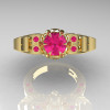 Art Masters Classic Winged Skull 10K Yellow Gold 1.0 Ct Pink Sapphire Solitaire Engagement Ring R613-10KYGPS-3