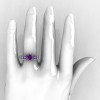 Art Masters Classic Winged Skull 10K White Gold 1.0 Ct Amethyst Solitaire Engagement Ring R613-10KWGAM-4