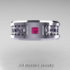 Art Masters Mens Modern 10K White Gold Princess Pink Sapphire Wedding Band R384BM-10KWGPS-3