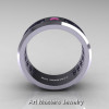 Art Masters Mens Modern 10K White Gold Princess Pink Sapphire Wedding Band R384BM-10KWGPS-2