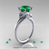 Art Masters Scandinavian 14K White Gold 3.0 Ct Emerald Dragon Engagement Ring R601-14KWGEM-2
