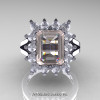 Modern Victorian 14K White Gold 4.0 Ct Morganite White Sapphire Engagement Ring R217-14KWGWSMO-2
