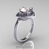 Art Nouveau 14K White Gold 1.0 Ct Oval Morganite Diamond Nature Inspired Engagement Ring R296-14KWGDMO-3