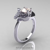 Art Nouveau 14K White Gold 1.0 Ct Oval Morganite Diamond Nature Inspired Engagement Ring R296-14KWGDMO-4