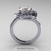 Art Nouveau 14K White Gold 1.0 Ct Oval Morganite Diamond Nature Inspired Engagement Ring R296A-14KWGDMO-2