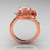 Art Nouveau 14K Rose Gold 1.0 Ct Oval Morganite Diamond Nature Inspired Engagement Ring R296A-14KRGDMO-2