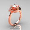 Art Nouveau 14K Rose Gold 1.0 Ct Oval Morganite Diamond Nature Inspired Engagement Ring R296-14KRGDMO-4
