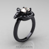 Art Nouveau 14K Black Gold 1.0 Ct Oval Morganite Diamond Nature Inspired Engagement Ring R296A-14KBGDMO-4