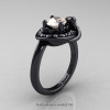 Art Nouveau 14K Black Gold 1.0 Ct Oval Morganite Diamond Nature Inspired Engagement Ring R296A-14KBGDMO-3