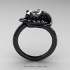 Art Nouveau 14K Black Gold 1.0 Ct Oval Morganite Diamond Nature Inspired Engagement Ring R296A-14KBGDMO-2