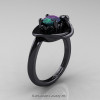Art Nouveau 14K Black Gold 1.0 Ct Oval Alexandrite Diamond Nature Inspired Engagement Ring R296-14KBGDAL-4