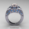 Art Masters Classic 14K White Gold 2.0 Ct Morganite Blue Topaz Engagement Ring Wedding Ring R298-14KWGBTMO-2
