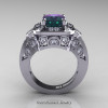 Art Masters Classic 14K White Gold 2.0 Ct Alexandrite Diamond Engagement Ring Wedding Ring R298-14KWGDAL-2