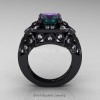 Art Masters Classic 14K Black Gold 2.0 Ct Alexandrite Diamond Engagement Ring Wedding Ring R298-14KBGDAL-2