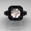 Art Masters Classic 14K Black Gold 2.0 Ct Morganite Black Diamond Engagement Ring Wedding Ring R298-14KBGBDMO-3