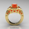 Art Masters Classic 14K Yellow Gold 2.0 Ct Orange Sapphire Engagement Ring Wedding Ring R298-14KYGOS-2